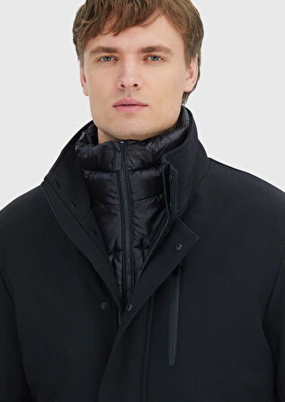 Siyah Dik Yaka Casual Dokuma Kaban