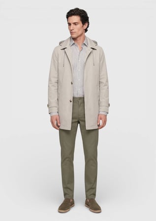 Kum Regular Fit Kapüşonlu Casual Teknik Pardösü