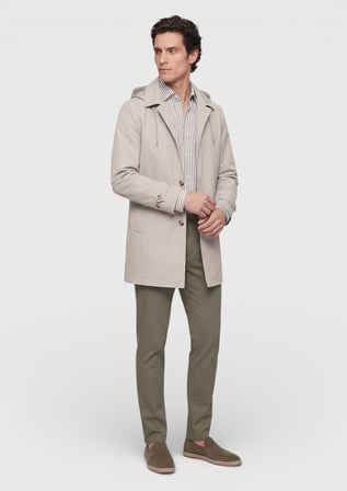 Kum Regular Fit Kapüşonlu Casual Teknik Pardösü