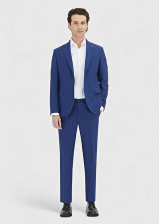 Mavi Çizgili Zeroweight Slim Fit Yün Karışımlı Takım Elbise