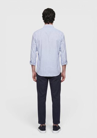 Mavi Çizgili Regular Fit Uzun Dokuma Casual Gömlek