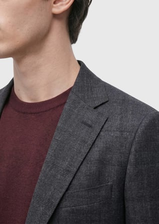 Açık Lacivert Kareli Regular Fit  Yün Ceket