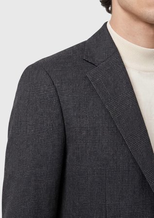 Siyah Desenli Regular Fit %100 Yün Ceket