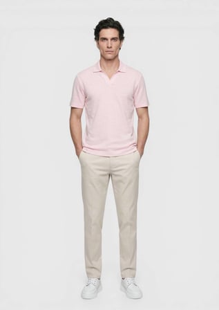 Pembe Düz %100 Keten T-Shirt