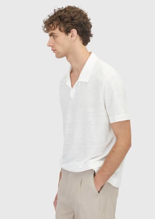 Beyaz Düz %100 Keten T-Shirt