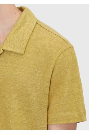 Yağ Yeşili Düz %100 Keten T-Shirt