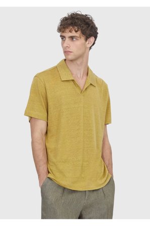 Yağ Yeşili Düz %100 Keten T-Shirt