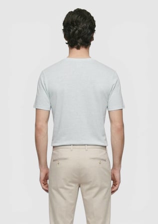 Gri Düz %100 Keten T-Shirt