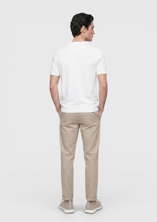 Beyaz Düz %100 Keten T-Shirt