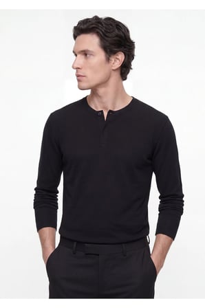 Siyah Düz %100 Pamuk T-Shirt