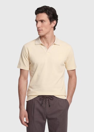 Açık Sarı Jakarlı %100 Pamuk T-Shirt
