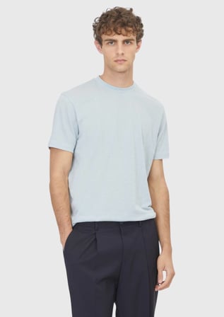 Açık Mavi Jakarlı %100 Pamuk T-Shirt