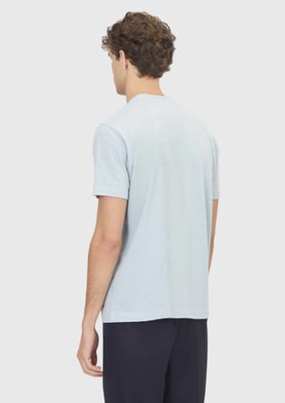 Açık Mavi Jakarlı %100 Pamuk T-Shirt