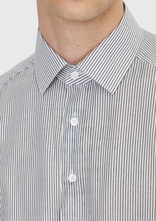 Siyah Çizgili Casual Fit Uzun Dokuma Casual Pamuk Karışımlı Gömlek
