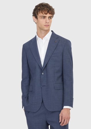 Açık Lacivert Potikare Zeroweight Slim Fit  Yün Takım Elbise
