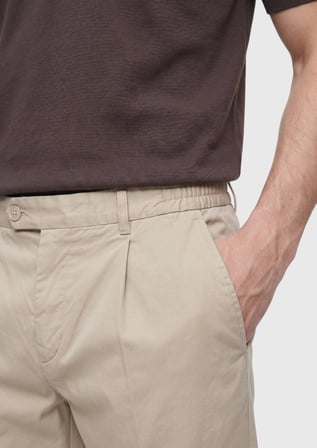 Bej Düz Dokuma Jogging Fit Casual İpek Karışımlı Pantolon