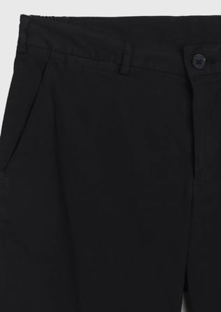 Siyah Düz Dokuma Jogging Fit Casual Pamuk Karışımlı Pantolon