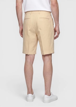 Açık Sarı Düz Casual Fit Casual Keten Karışımlı Bermuda