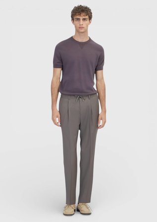 Vizon Düz Dokuma Jogging Fit Casual Yün Karışımlı Pantolon