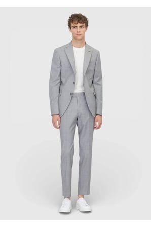 Gri Düz Modern Fit  Yün Takım Elbise