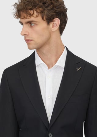 Siyah Düz Zeroweight Slim Fit Keten Karışımlı Takım Elbise