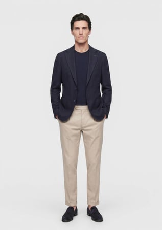 Açık Lacivert Shirt Shoulder Slim Fit Yün Karışımlı Ceket