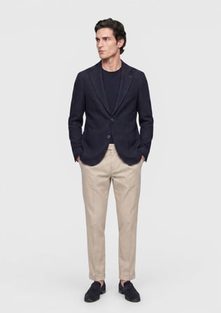 Açık Lacivert Shirt Shoulder Slim Fit Yün Karışımlı Ceket