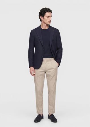 Açık Lacivert Shirt Shoulder Slim Fit Yün Karışımlı Ceket