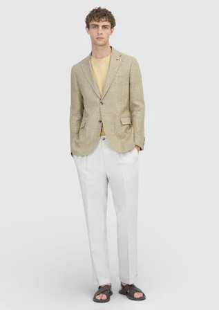 Açık Sarı Shirt Shoulder Slim Fit Yün Karışımlı Ceket