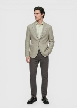 Açık Yeşil Desenli Shirt Shoulder Slim Fit Pamuk Karışımlı Ceket