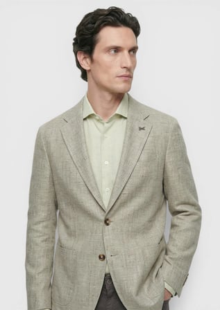 Açık Yeşil Desenli Shirt Shoulder Slim Fit Pamuk Karışımlı Ceket