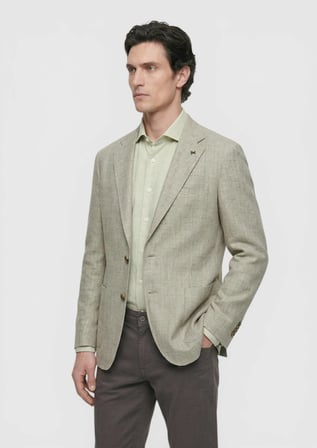 Açık Yeşil Desenli Shirt Shoulder Slim Fit Pamuk Karışımlı Ceket
