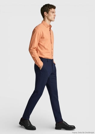 Somon Düz Regular Fit Uzun Dokuma Casual %100 Pamuk Gömlek