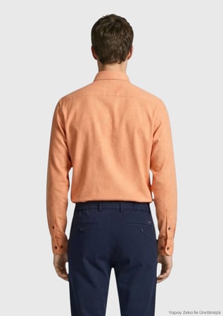 Somon Düz Regular Fit Uzun Dokuma Casual %100 Pamuk Gömlek