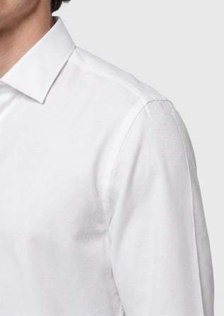 Beyaz Düz Regular Fit Uzun Dokuma Klasik %100 Pamuk Gömlek