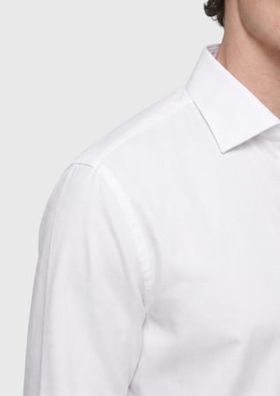 Beyaz Düz Regular Fit Uzun Dokuma Klasik %100 Pamuk Gömlek