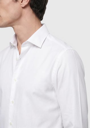 Beyaz Düz Regular Fit Uzun Dokuma Klasik %100 Pamuk Gömlek
