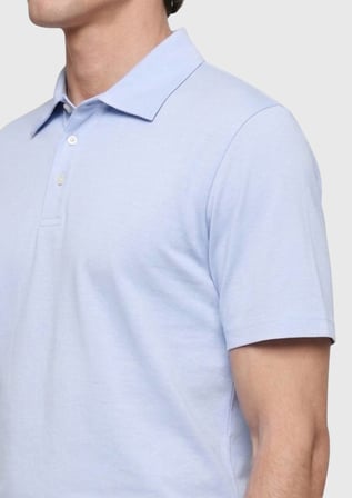 Açık Mavi Düz Pamuk Karışımlı T-Shirt