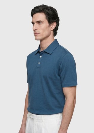 Petrol Düz Pamuk Karışımlı T-Shirt