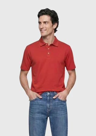 Kırmızı Düz Pamuk Karışımlı T-Shirt