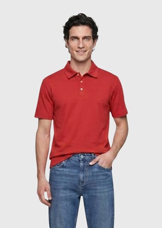 Kırmızı Düz Pamuk Karışımlı T-Shirt