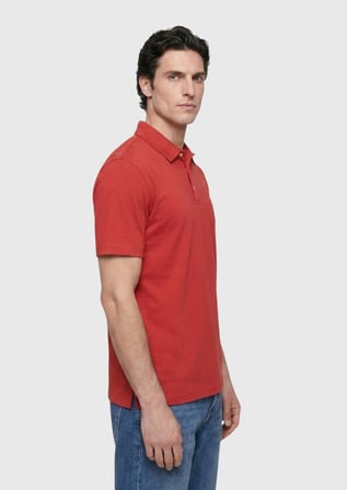Kırmızı Düz Pamuk Karışımlı T-Shirt