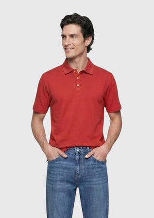 Kırmızı Düz Pamuk Karışımlı T-Shirt