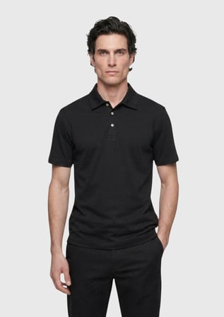 Siyah Düz Pamuk Karışımlı T-Shirt