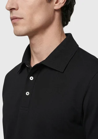 Siyah Düz Pamuk Karışımlı T-Shirt