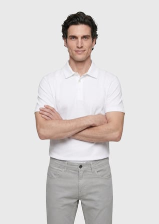 Beyaz Düz Pamuk Karışımlı T-Shirt