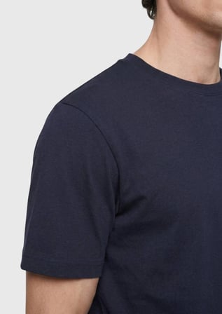 Lacivert Düz Pamuk Karışımlı T-Shirt