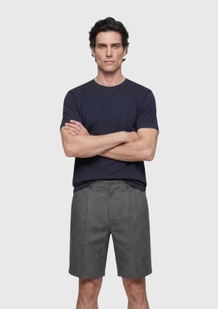 Lacivert Düz Pamuk Karışımlı T-Shirt