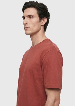 Kiremit Düz Pamuk Karışımlı T-Shirt