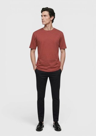 Kiremit Düz Pamuk Karışımlı T-Shirt